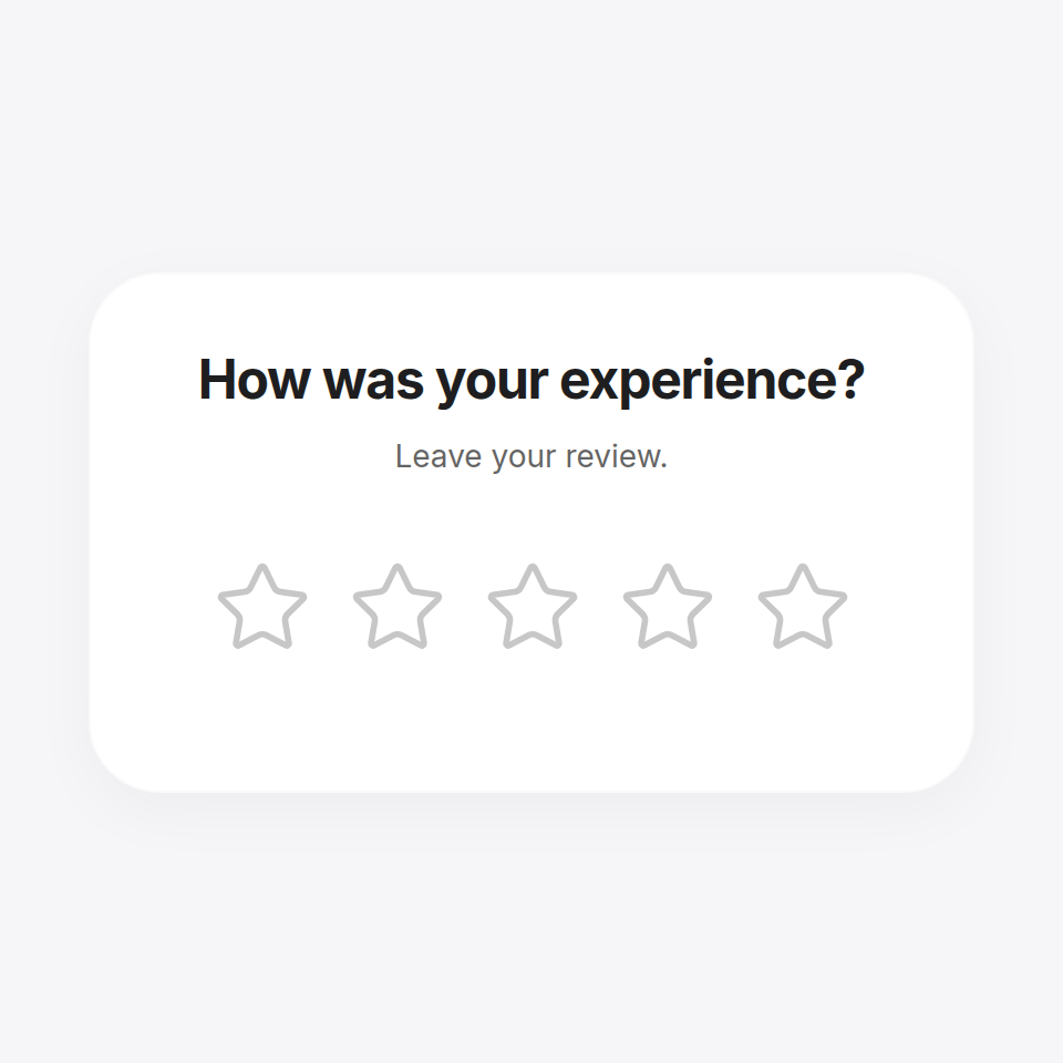 LocScale feedback card asking How was your experience? with five rating stars.